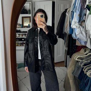 Zara Women's Black Faux leather Jacket size small